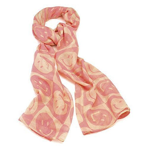 Ladies Stylish Neon Pink Smiley Face Scarf