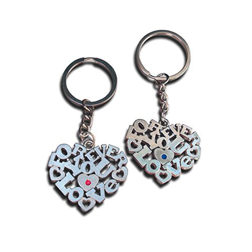 LivelyBuy Hearts Couple Keyrings Love You Forever Pair Romantic Silver Keychain