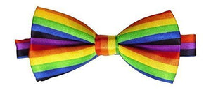 Fat-catz-copy-catz Mens Unisex Pre-Tied adjustable Rainbow dickie bow tie satin polyester - one size