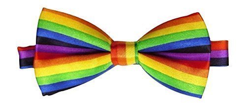 Fat-catz-copy-catz Mens Unisex Pre-Tied adjustable Rainbow dickie bow tie satin polyester - one size