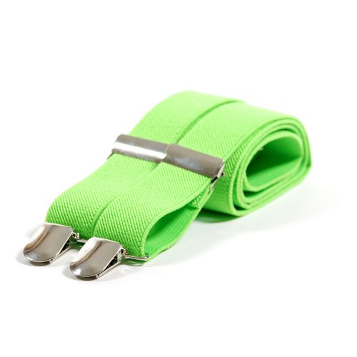 Plain Neon Coloured Trouser Braces Suspenders Retro - Adults (Neon Green)