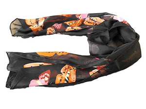 Fat-catz-copy-catz Black Ladies Light Weight Chiffon Butterfly Insect Print Spring Summer Scarf