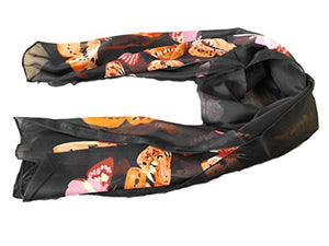 Fat-catz-copy-catz Ladies Chiffon Light Weight Black Butterfly Insect Scarf Shawl Wrap