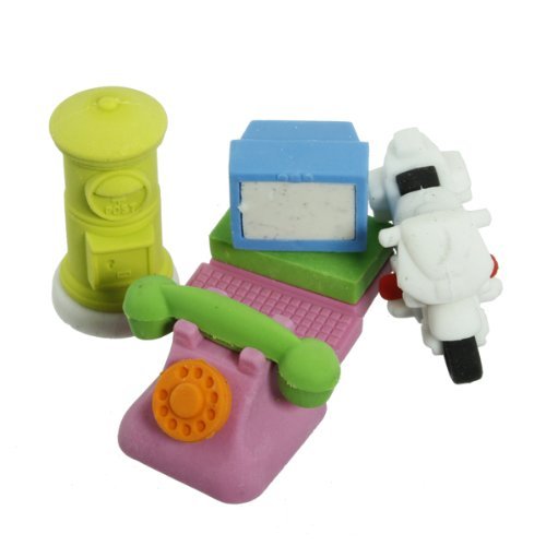 Well-Goal Novelty Cute Assortment Colors Phone & Computer Shape Rubber Erasers Set For Kids Fun Toy Gifts-4 Per Set