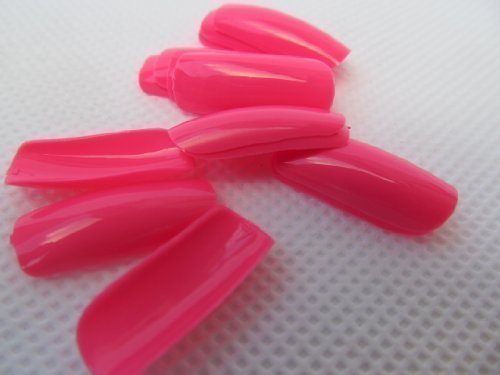 Fat-catz-copy-catz 500x False Neon Bright Bubblegum Pink medium length Full Nails 80's style false nails & glue, 10 different sizes (10 of each size)