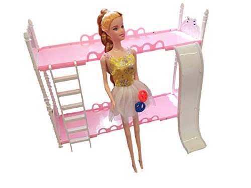 Fat-catz-copy-catz Pink Doll sized Plastic Furniture Bunk Bed with ladder and slide (Doll Not included) Made for Dolls
