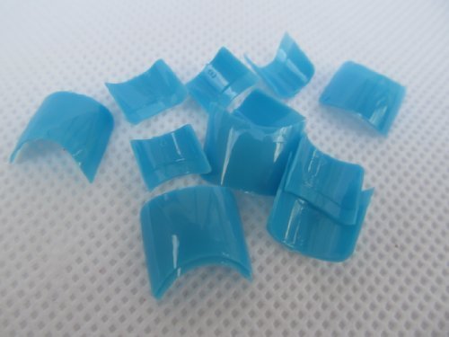 Pack of 20 Salon quality light blue short false nail front tips posted from London by fat-catz