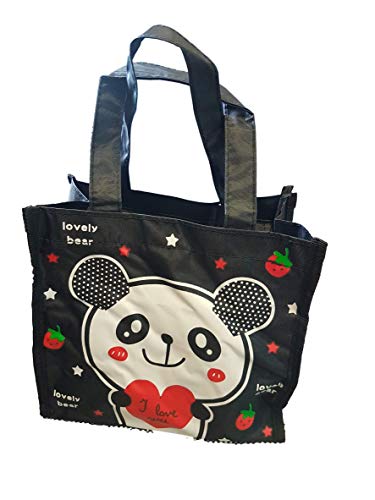 Fat-catz-copy-catz Cute Black Bear animal recycled eco friendly, waterproof, ladies, girls, kids lunch, shopping, travel, bag