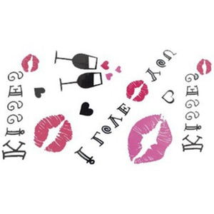 New release tattoos sticker waterproof the female black jack lips English letters heart-shaped temporary tattoo stickers