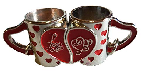 Fat-catz-copy-catz Set of 2 Novelty Unisex Friends, Lover or Couples Magnetic Mug shaped keyrings gifts