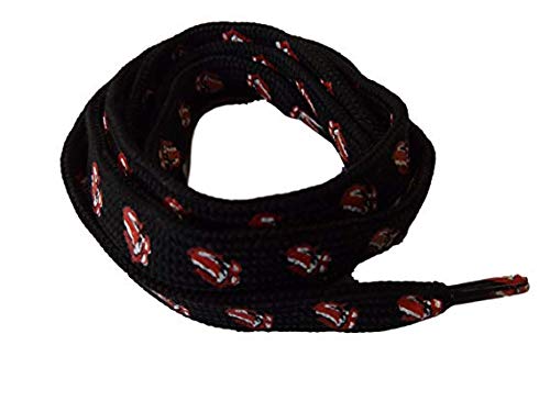 Fat-catz-copy-catz Rolling Stones black with red mouth, lips & tongue shoe, sneaker, trainer fashion laces 115cm length 1cm width