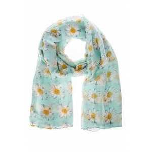 Large Soft Green Ladies Daisy Flower Scarf
