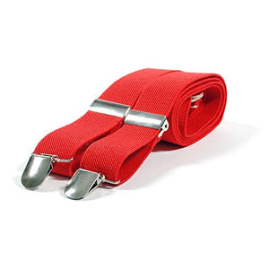 Plain Coloured Trouser Braces Suspenders - Black, White, Red (Red)