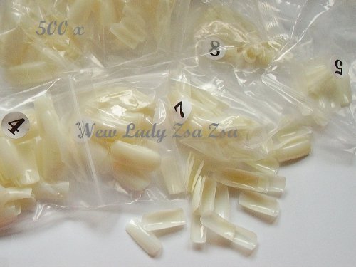 Long Natural Opaque Full Cover False Nails from Pink-Candy - 500