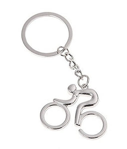 Bicycle Racer Keyring, Silver Plated Steel Cyclist Key Chain