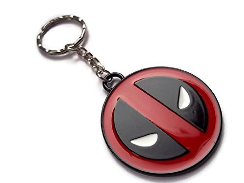 Fat-catz-copy-catz Black & red Deadpool mask comic circle keyring