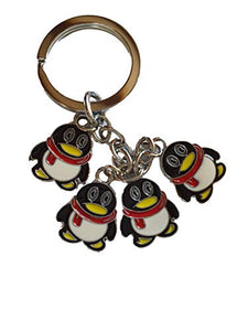Fat-catz-copy-catz Cute animated 4 piece penguin enamel metal keyring handbag charm
