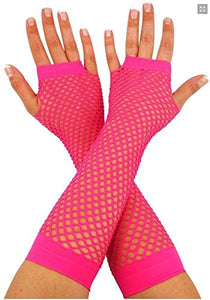 Fat-catz-copy-catz - 80's Style Long Neon Fishnet Gloves Pink One Size