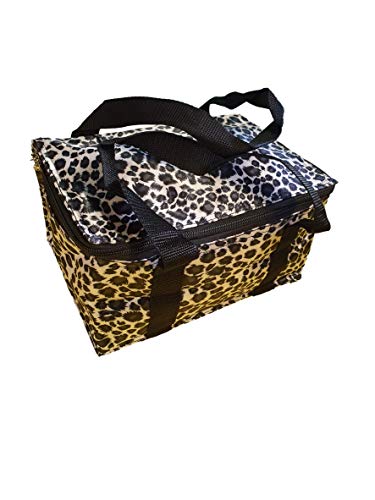 Fat-catz-copy-catz Black/white leopard animal print recycled eco friendly, waterproof & insulated (hot & cold) ladies, girls, kids, lunch bag, handbag