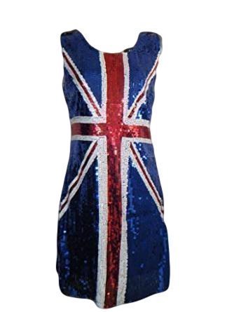koolee Fever Sexy Union Jack Bling Dress