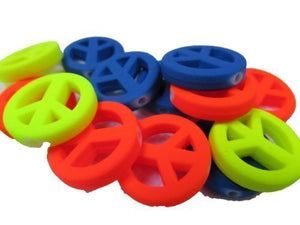 Fat-catz-copy-catz 25x Plastic Neon 60's 80's Peace Hippy Logo Beads for Jewellery Craft Bracelets