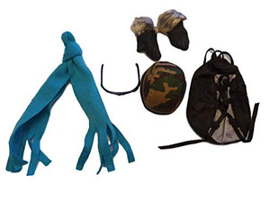 Fat-catz-copy-catz Action Man Male Doll sized accessories pack outfit set: goggles, bag, scarf, army hat & gloves