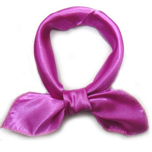 Hee Grand New Solid Candy Scarves Artificial Silk Square Rose-Purple