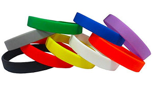 Fat-catz-copy-catz Set of 8 Unisex Medium Silicone Fashion Rubber Bands Bracelets 1.2cm Width: Black, White, Pink, Red, Orange