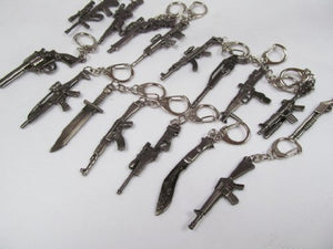 Collectable replica mens solid metal mini gun weapon: ak47, sniper, revolver, machine gun, hunting knife, pendant keyring (1 randomly selected) - posted from London by Fat-catz