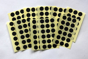175 Black Round Stickers - Sticky Coloured Self Adhesive Dots for Colour Coding