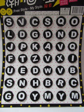 Load image into Gallery viewer, Fat-catz-copy-catz Pack of 42 or 30 large/small alphabet letters A to Z black Party, gift, loot bag toys retro 3cm-4cm diameter badges
