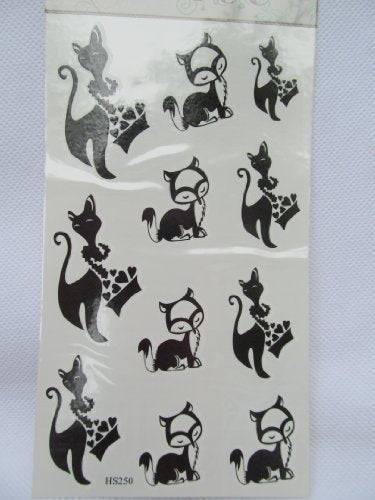 Sheet Quality Black Cute Cats Proud Kitty Arty Ladies Kids Temporary Tattoo Parties Gift Bags - posted from London by Fat-Catz