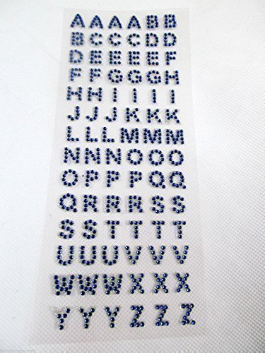 Fat-catz-copy-catz 19cm x 8cm Gel Blue Rhinestone Body Art Stickers Alphabet Letters Vajazzle Decal Stickers Also for Craft Kids Scrap Books Birthday Card Mobile Phones
