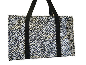 Black Animal Leopard Print Silky Style Ladies Shopping Over Night Weekend Holdall Handbag - by Fat-Cat-copy-catzz