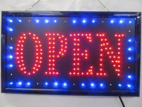Fat-catz-copy-catz Super Bright 2 Colour Open Illuminated Flashing LED Sign Light for Shops Window Display 48cm x 25cm x 2.5cm