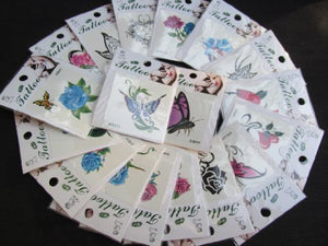 Fat-catz-copy-catz 25x Mixed Small Quality Black Arty Colourful Ladies Girls Butterflies, flowers, celtic Temporary Tattoo Parties Gift Bags
