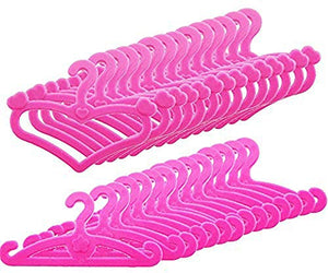 XinYiC Doll Clothes Hangers, Pink Plastic Hangers Doll Accessories Fits 11.5 Inch/30cm Dolls Clothes Dress, 20pcs