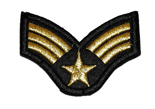 MR-013 Senior Airman Air Force Army Military Rank Costume Gold Lace DIY Embroidered Sew Iron on Patch