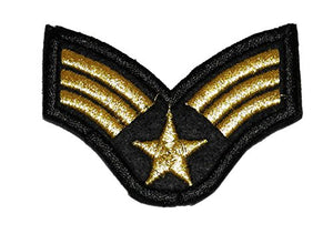 Air Force Senior Airman Army Military Rank Costume Gold Lace DIY Applique Embroidered Sew Iron on Patch MR-013