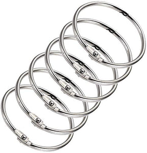 Fat-catz-copy-catz 10 Pcs Metal Silver Tone Stainless Steel Round Hinged Binding Rings Book Loose Leaf Rings Keychain Ring 3 sizes: 2", 2.5" or 3"