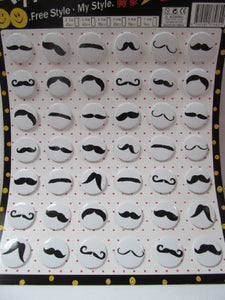 Fat-catz-copy-catz Pack of 42 small Party, gift, loot bag toys fashion novelty black moustache 3cm diameter badges