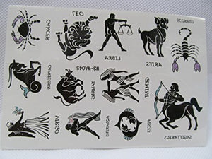Black Arty Glitter 12 Signs of the Zodiac: Leo, Libra, Virgo, Aries, Pieces Temporary Tattoo Parties Gift Bags - posted from London by Fat-Catz