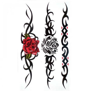 SPESTYLE waterproof non-toxic temporary tattoo stickersWaterproof and sweat temporary tattoos sexy Red rose Black rose for women
