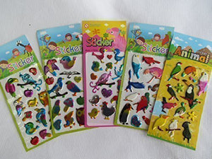 Fat-catz-copy-catz 5x small sheets of Birds, owls, ducks, chicks, emu Animals Stickers for kids boys, girls, craft, scrap books, card making, gift party bags