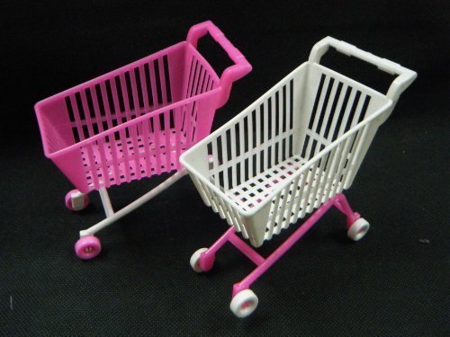 Fat-catz-copy-catz 2x Plastic Doll Sized Furniture Accessories Shopping Trolley (Doll not included)