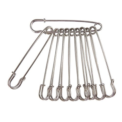 1x niceeshop(TM) Unisex Extra Large Steel Safety Pin Brooch Pin For Blankets Skirts Kilts Crafts-Bright Silver