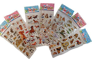 Fat-catz-copy-catz 5x different randomly selected sheets of animals, dinos, horses, cats, dogs, puffy 3D style 100+ stickers for Craft Kids Scrap Books
