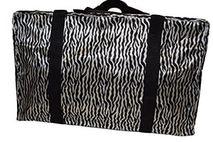 Brown Animal Zebra Stripes Print Silky Style Ladies Shopping Over Night Weekend Holdall Handbag - by Fat-Cat-copy-catzz