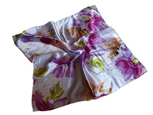 Fat-catz-copy-catz Vintage Elegant Ladies fashion 50cm Square Head/Neck Uniform Scarf Flower floral print silk satin feel