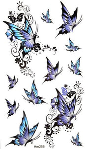 Waterproof and sweat tattoo sticker blue elegant butterfly